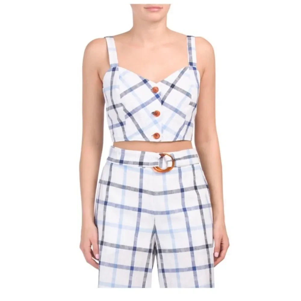 Red Carter Linen Plaid Set - Picture 3 of 7